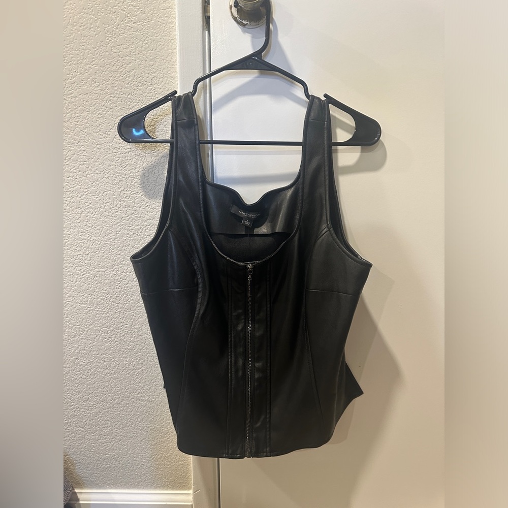 Marc New York by Andrew Marc Faux Leather Crop Vest Top - NWT Size Large